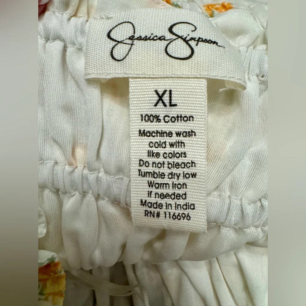 NEW Jessica Simpson White & Yellow Floral Smocked Strapless Bubble Dress XL - Picture 3 of 7